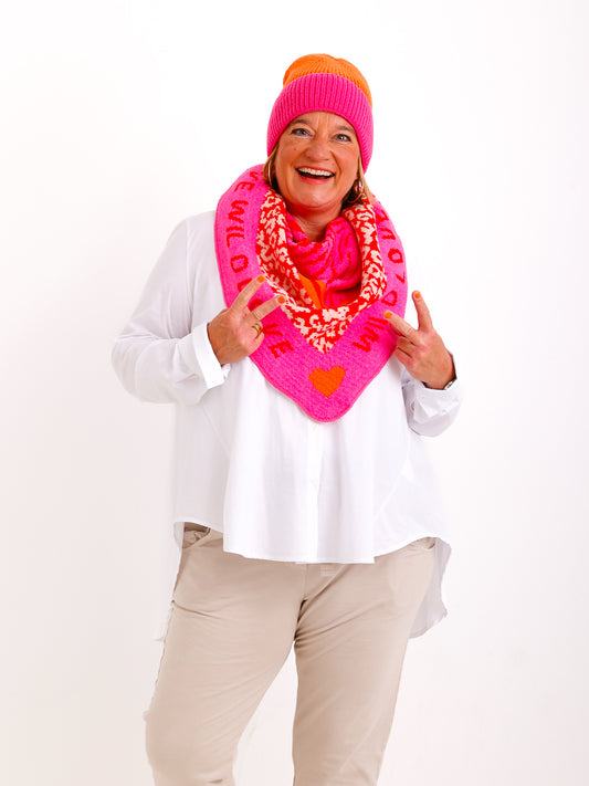 LIVIA Dreiecksschal  - wollweiß/rot/pink