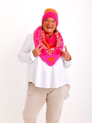 LIVIA Dreiecksschal  - wollweiß/rot/pink