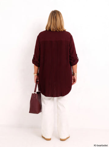 Curvy Size - Bluse VELUNIE – Herbst-Winter-Qualität mit Plisseefalten & extra langem Schnitt – Gr. 44–54