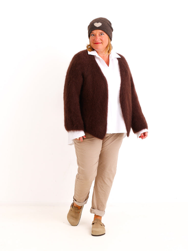 Oversize Mohair Cardigan SERELLE – Flauschiger Statement-Strick mit 80 % Mohair – Gr. 38–46