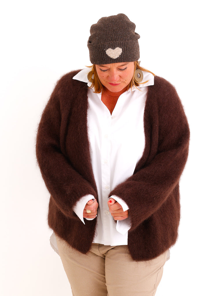 Oversize Mohair Cardigan SERELLE – Flauschiger Statement-Strick mit 80 % Mohair – Gr. 38–46