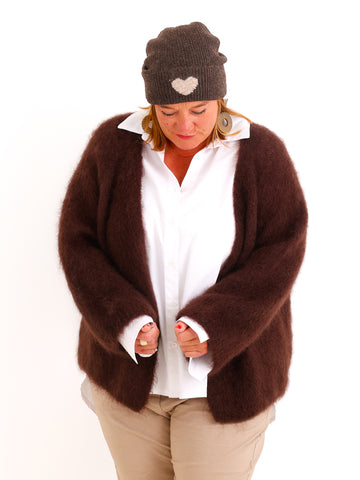 Oversize Mohair Cardigan SERELLE – Flauschiger Statement-Strick mit 80 % Mohair – Gr. 38–46