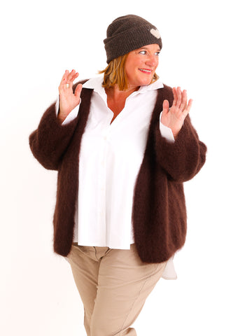 Oversize Mohair Cardigan SERELLE – Flauschiger Statement-Strick mit 80 % Mohair – Gr. 38–46