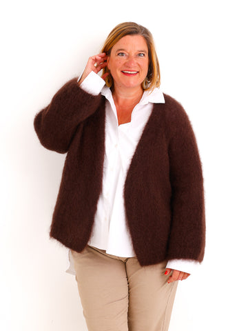 Oversize Mohair Cardigan SERELLE – Flauschiger Statement-Strick mit 80 % Mohair – Gr. 38–46
