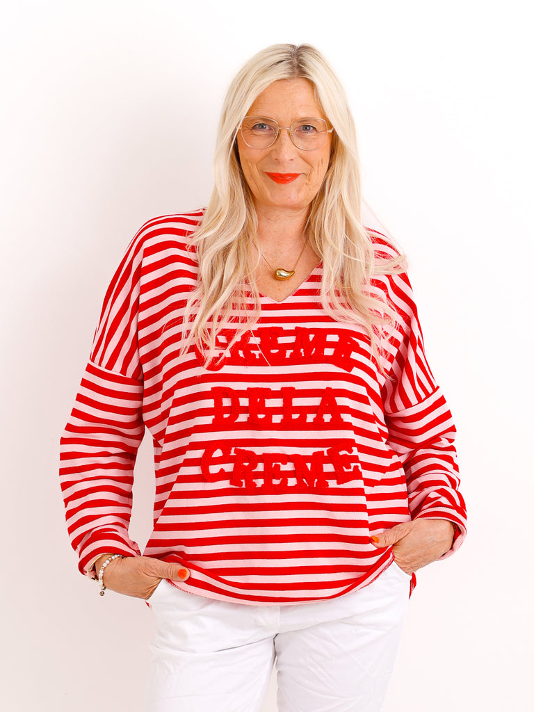 Baumwoll-Sweatshirt SINA.S – Streifen-Look & Print – Gr. 36-44