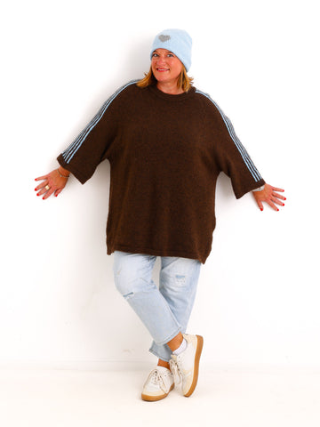 Curvy Size Pullover LUNELL – Extra langer Schnitt mit besonderen Ärmeldetails – Gr. 42–48