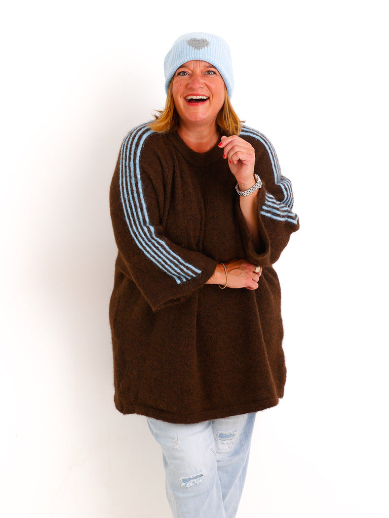 Curvy Size Pullover LUNELL – Extra langer Schnitt mit besonderen Ärmeldetails – Gr. 42–48