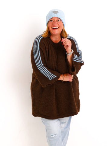 Curvy Size Pullover LUNELL – Extra langer Schnitt mit besonderen Ärmeldetails – Gr. 42–48