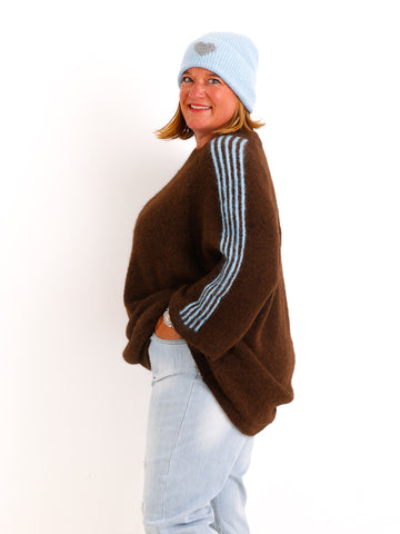 Curvy Size Pullover LUNELL – Extra langer Schnitt mit besonderen Ärmeldetails – Gr. 42–48