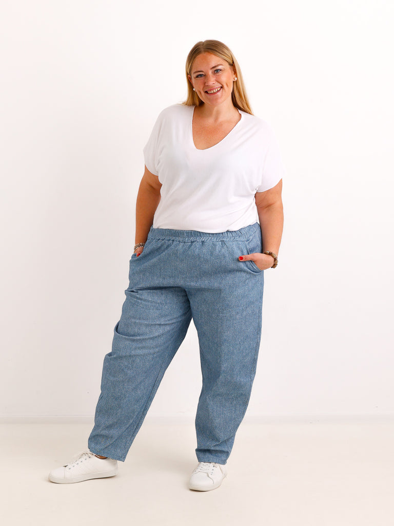 Curvy Size Hose JOREL – Softer Denim-Look im Relaxed Tapered Fit – Gr. 46–54