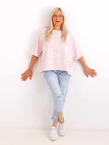 Kurzarm-Sweater KATHARINA.S – Allover Blumenprint – Soft-Cotton – Gr. 36-42/44