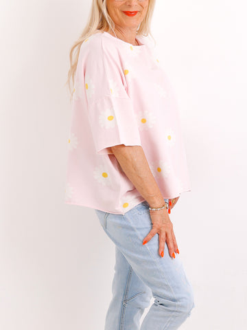 Kurzarm-Sweater KATHARINA.S – Allover Blumenprint – Soft-Cotton – Gr. 36-42/44