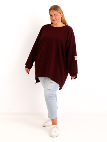 Curvy Size Sweatshirt MAILYS – Extra langer Oversize-Schnitt mit Patch-Details – Gr. 46–56