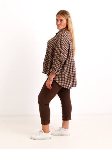 Oversize Karohemd NAYELLE – Leichte Baumwolle mit verlängertem Rücken – Gr. 40–46