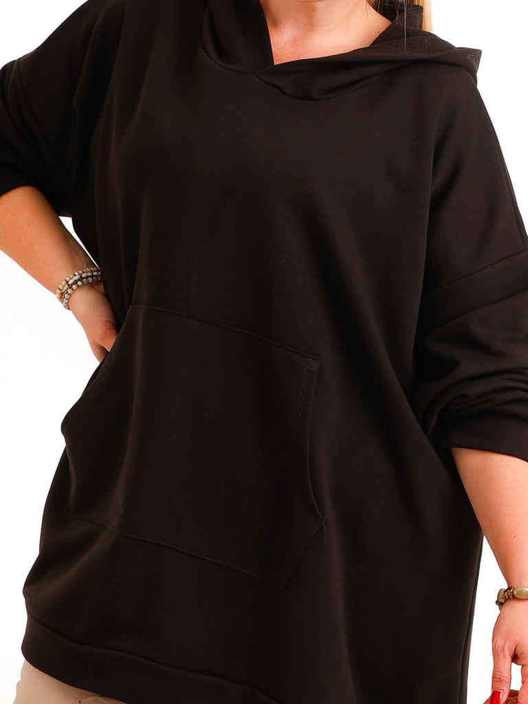 Curvy Size Hoodie ELSI – Extra weiter Long-Hoodie mit Kängurutasche – Gr. 46–56