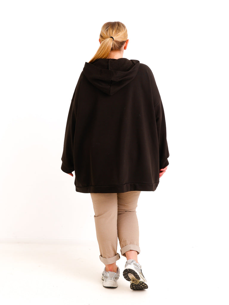 Curvy Size Hoodie ELSI – Extra weiter Long-Hoodie mit Kängurutasche – Gr. 46–56