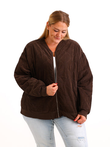 Curvy Size Bomberjacke YLVIE – Feincord mit besonderer Steppstruktur – Gr. 44–52