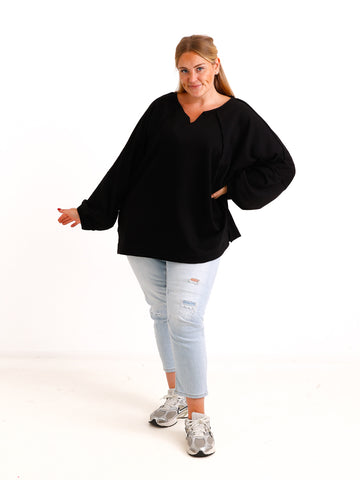 Curvy Size Sweatshirt GESA – Fledermaus-Look mit besonderen Inside-Out-Details – Gr. 44–50