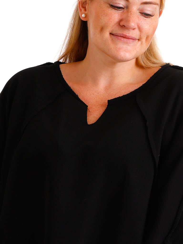 Curvy Size Sweatshirt GESA – Fledermaus-Look mit besonderen Inside-Out-Details – Gr. 44–50