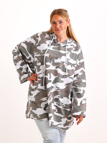 Curvy Size Hoodie FANELLE – Lässiger Camouflage-Look in leichter Baumwollqualität – Gr. 46–58
