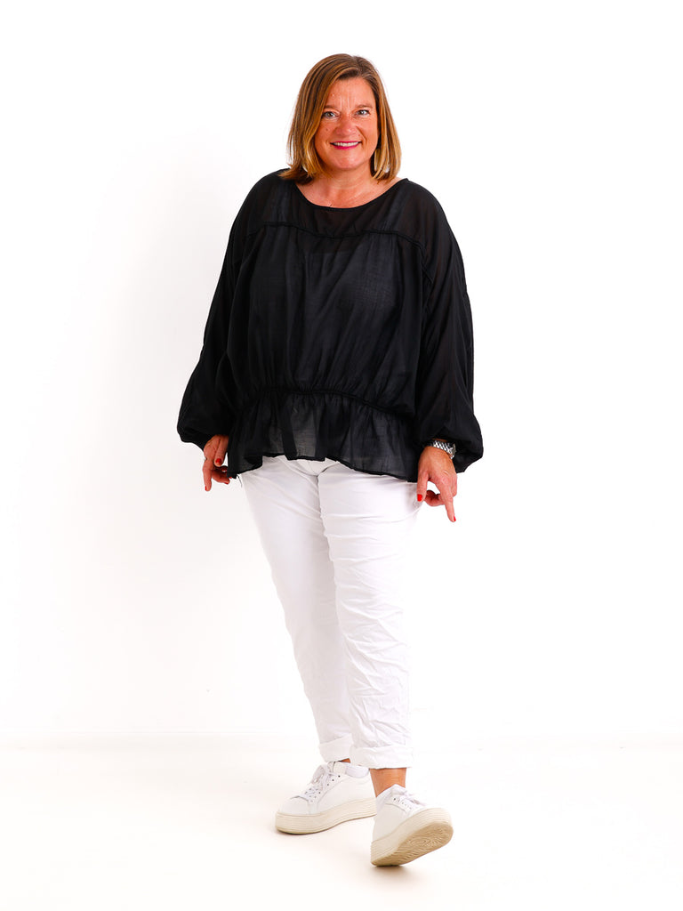 Oversize-Tunika LUNA.S – 100 % Baumwolle – Fledermausärmel – Gr. 38-48