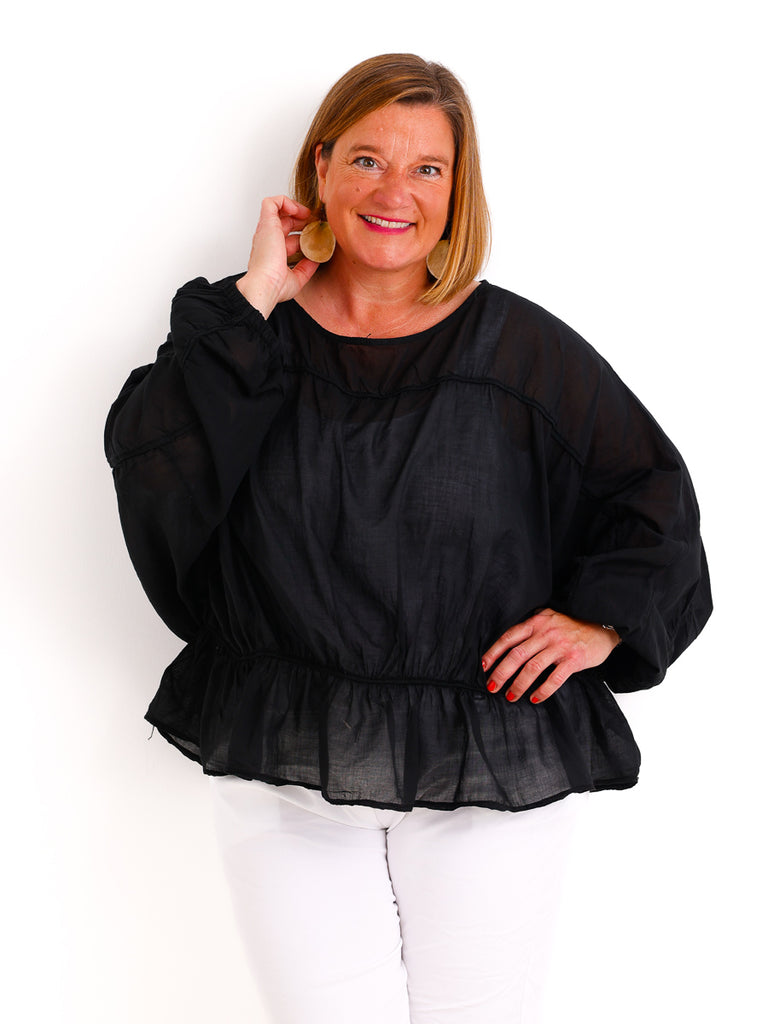 Oversize-Tunika LUNA.S – 100 % Baumwolle – Fledermausärmel – Gr. 38-48