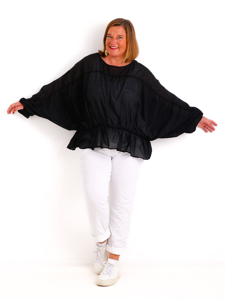 Oversize-Tunika LUNA.S – 100 % Baumwolle – Fledermausärmel – Gr. 38-48