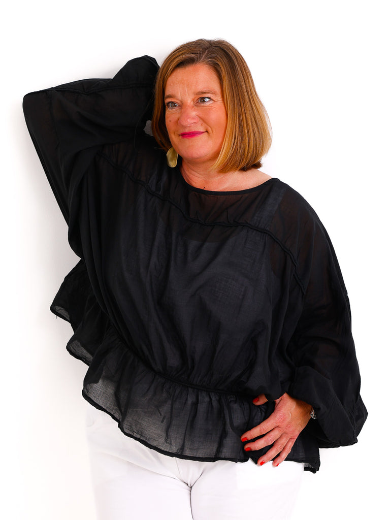 Oversize-Tunika LUNA.S – 100 % Baumwolle – Fledermausärmel – Gr. 38-48