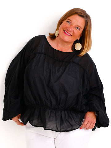 Oversize-Tunika LUNA.S – 100 % Baumwolle – Fledermausärmel – Gr. 38-48