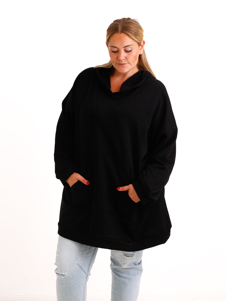 Curvy Size Hoodie ELSI – Extra weiter Long-Hoodie mit Kängurutasche – Gr. 46–56