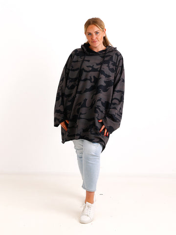 Curvy Size Hoodie FANELLE – Lässiger Camouflage-Look in leichter Baumwollqualität – Gr. 46–58