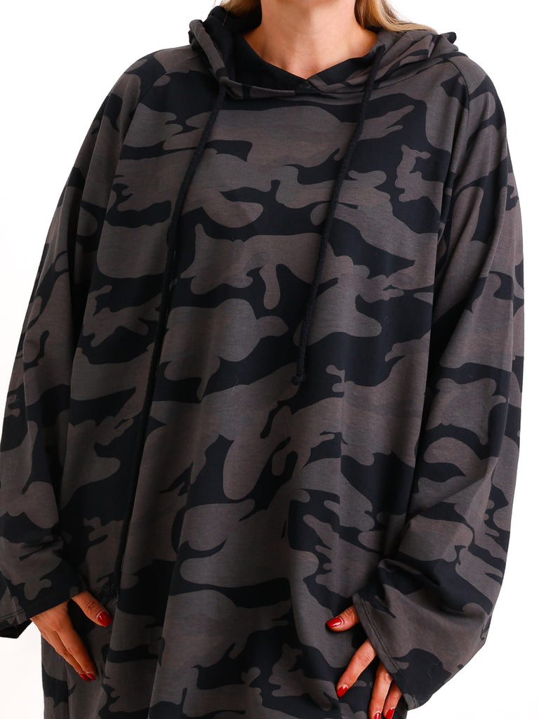 Curvy Size Hoodie FANELLE – Lässiger Camouflage-Look in leichter Baumwollqualität – Gr. 46–58