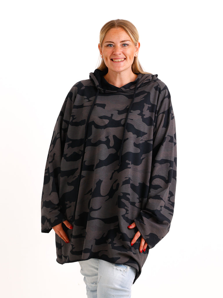 Curvy Size Hoodie FANELLE – Lässiger Camouflage-Look in leichter Baumwollqualität – Gr. 46–58