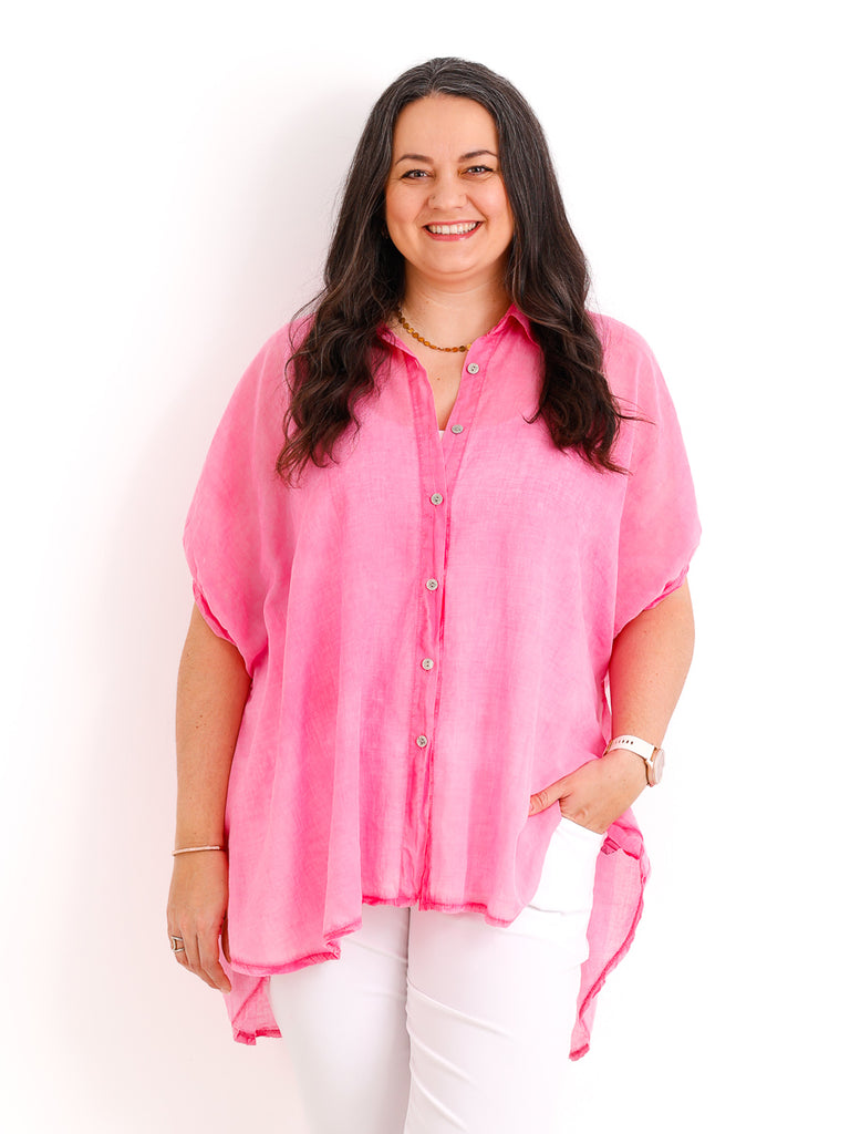 Oversize Baumwoll-Bluse FARINA.S – Semi-transparent  – Gr. 40-50