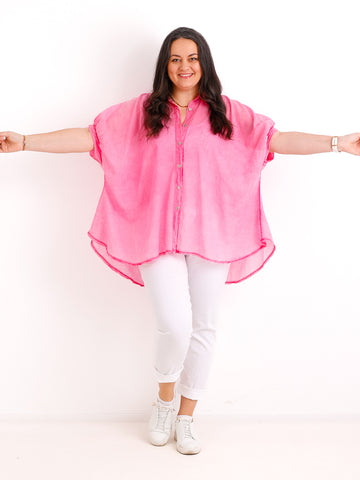 Oversize Baumwoll-Bluse FARINA.S – Semi-transparent  – Gr. 40-50