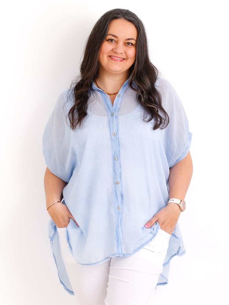 Oversize Baumwoll-Bluse FARINA.S – Semi-transparent  – Gr. 40-50