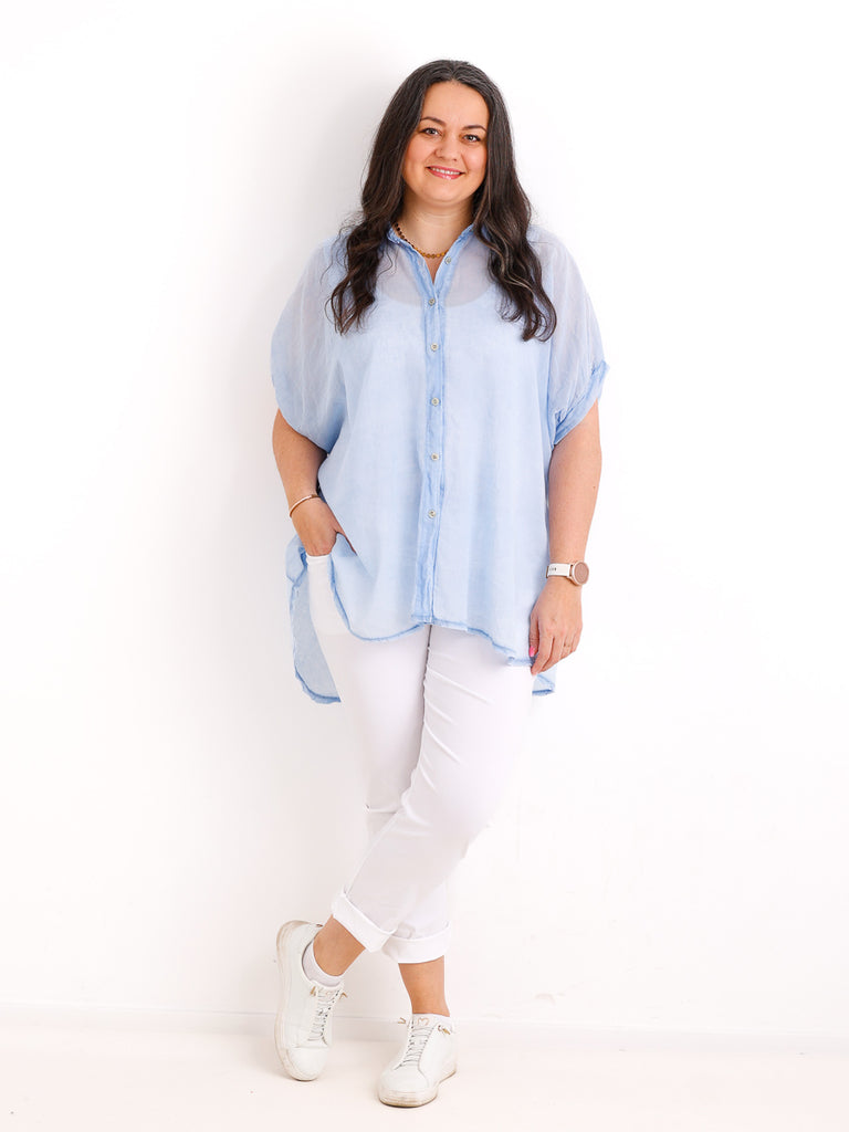 Oversize Baumwoll-Bluse FARINA.S – Semi-transparent  – Gr. 40-50
