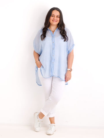 Oversize Baumwoll-Bluse FARINA.S – Semi-transparent  – Gr. 40-50