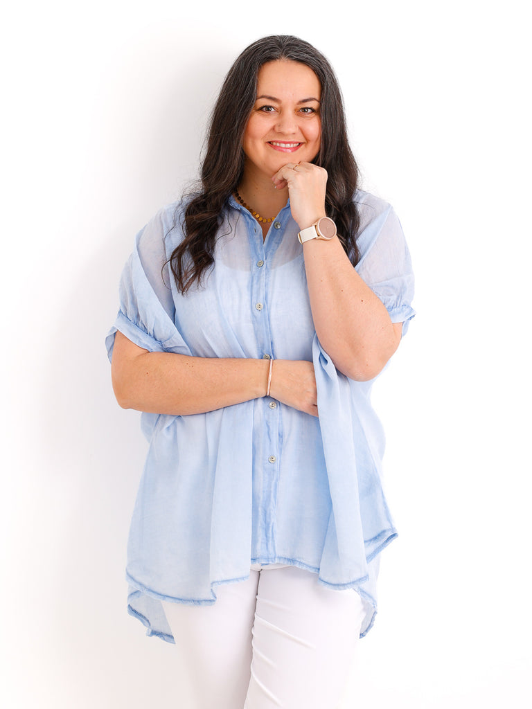 Oversize Baumwoll-Bluse FARINA.S – Semi-transparent  – Gr. 40-50