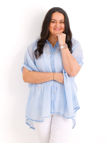 Oversize Baumwoll-Bluse FARINA.S – Semi-transparent  – Gr. 40-50