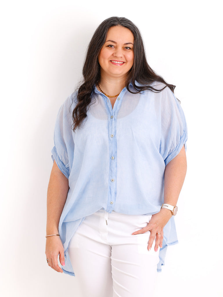 Oversize Baumwoll-Bluse FARINA.S – Semi-transparent  – Gr. 40-50