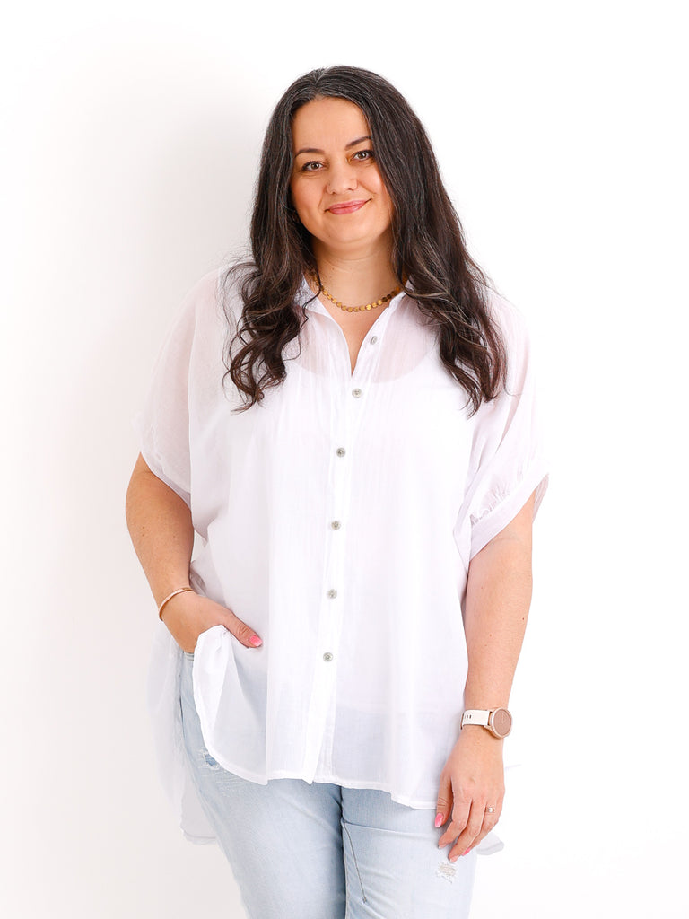 Oversize Baumwoll-Bluse FARINA.S – Semi-transparent  – Gr. 40-50