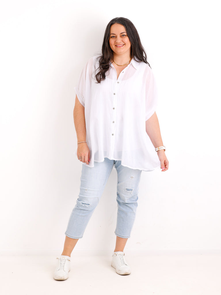 Oversize Baumwoll-Bluse FARINA.S – Semi-transparent  – Gr. 40-50