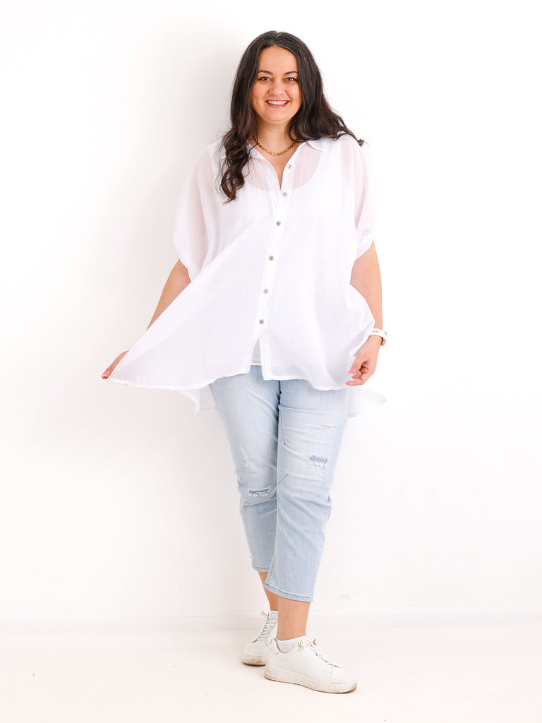 Oversize Baumwoll-Bluse FARINA.S – Semi-transparent  – Gr. 40-50