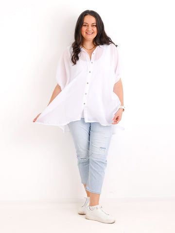 Oversize Baumwoll-Bluse FARINA.S – Semi-transparent  – Gr. 40-50