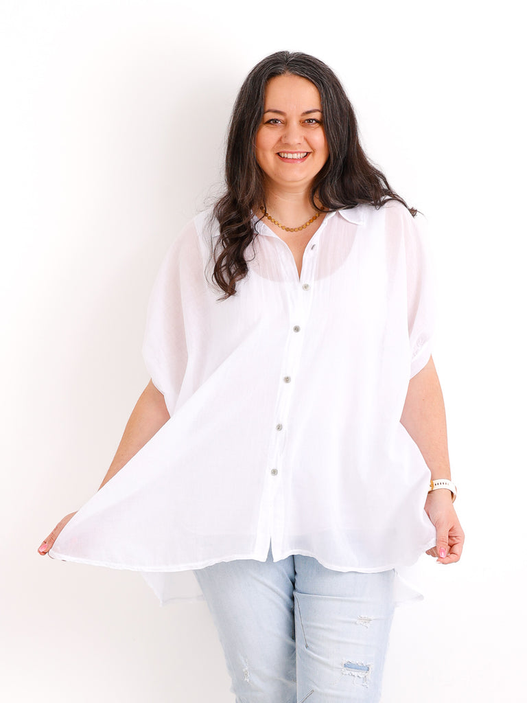 Oversize Baumwoll-Bluse FARINA.S – Semi-transparent  – Gr. 40-50