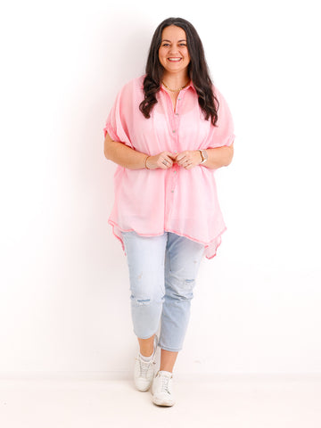 Oversize Baumwoll-Bluse FARINA.S – Semi-transparent  – Gr. 40-50