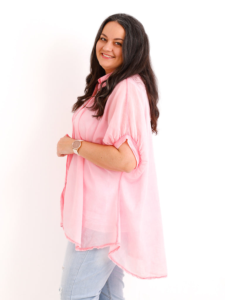 Oversize Baumwoll-Bluse FARINA.S – Semi-transparent  – Gr. 40-50