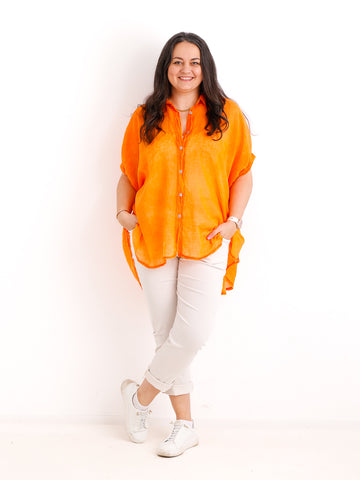 Oversize Baumwoll-Bluse FARINA.S – Semi-transparent  – Gr. 40-50