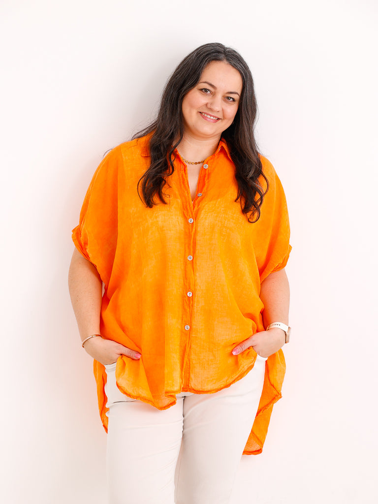 Oversize Baumwoll-Bluse FARINA.S – Semi-transparent  – Gr. 40-50